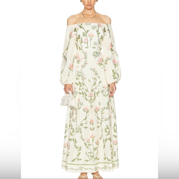 ($1750 retail) Agua Bendita Senlis floral cream Dress size small - Picture 1 of 8